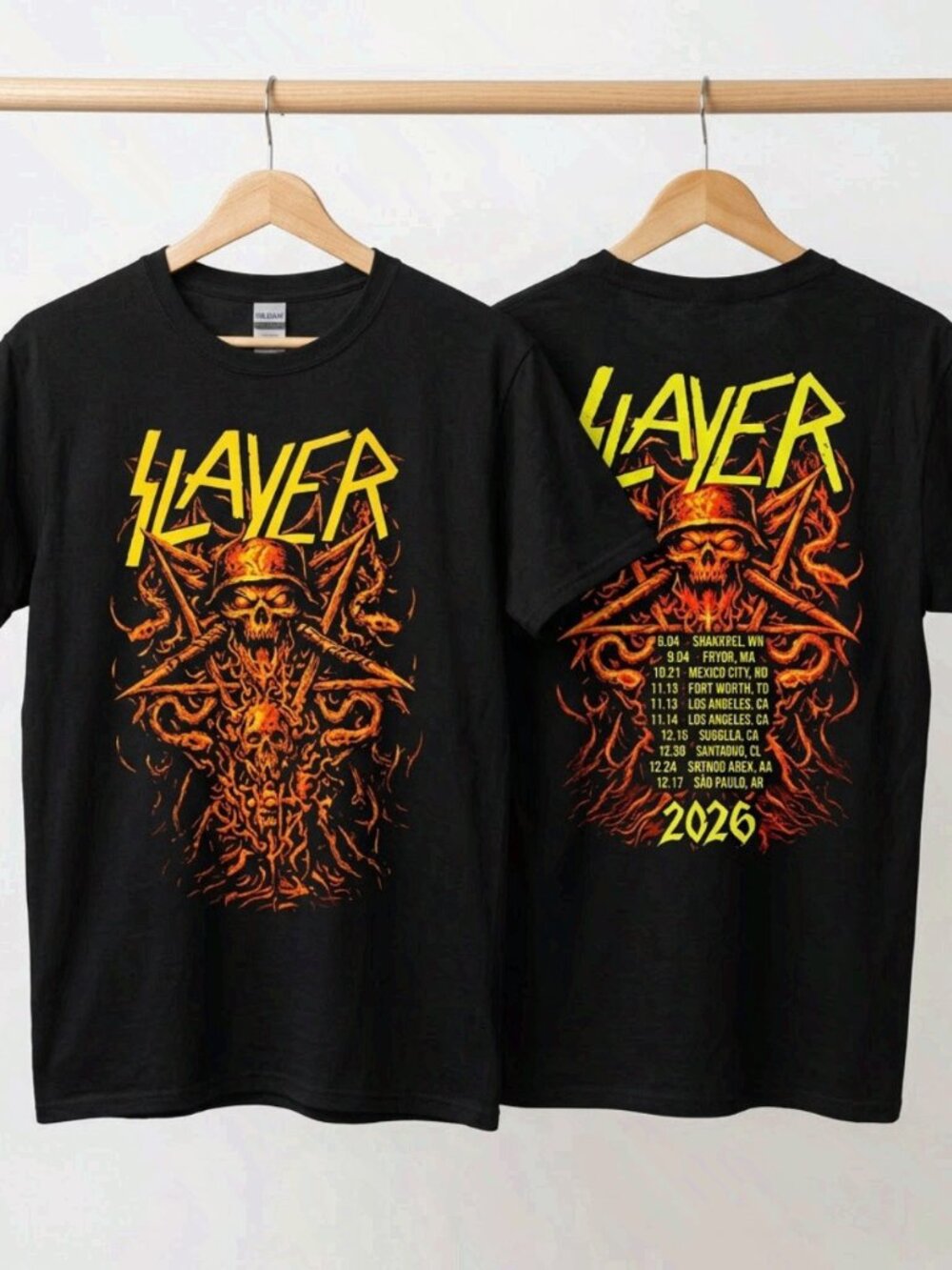 Slayer Reign In Blood Tour 2026 T-Shirt Reprint